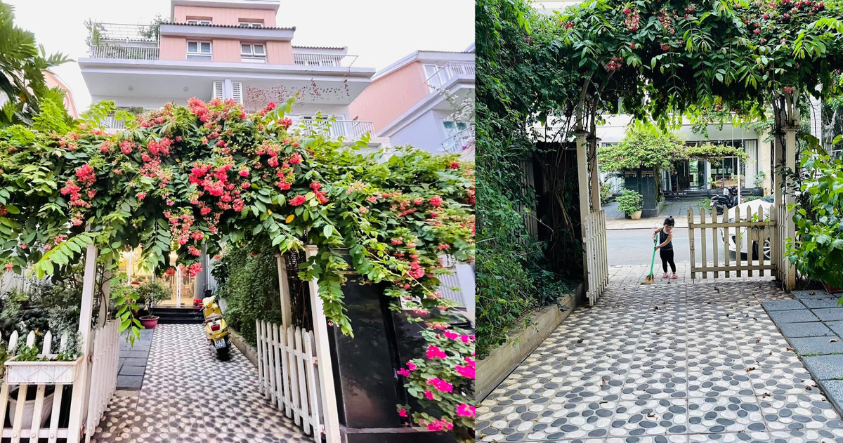 Thân Thúy Hà cùng các con sống trong căn nhà khang trang với sân vườn rộng, tràn ngập sắc hoa.