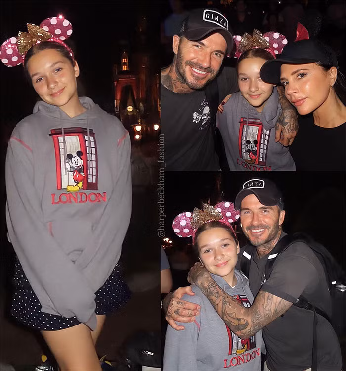 Ở tuổi 12, Harper Seven Beckham đã cao gần bằng mẹ và ngoại hình giống hệt bố. (Ảnh: Instagram)