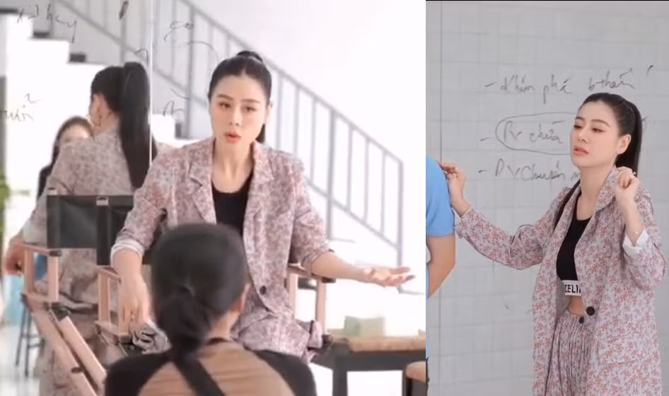 Ngoài vai trò MC, diễn viên, Nam Thư còn được biết đến với vai trò là một diễn giả, dạy diễn xuất cho các bạn trẻ. Ảnh cắt clip SIS.