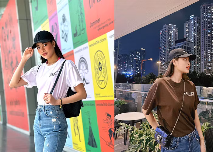 Nhiều bức ảnh của hai nàng hậu nhìn như chị em sinh đôi vì thần thái, vóc dáng rất giống nhau. Không chỉ Khánh Vân và Thiên Ân, nhiều cặp sao Việt giống nhau lạ lùng. (Ảnh: FBNV)