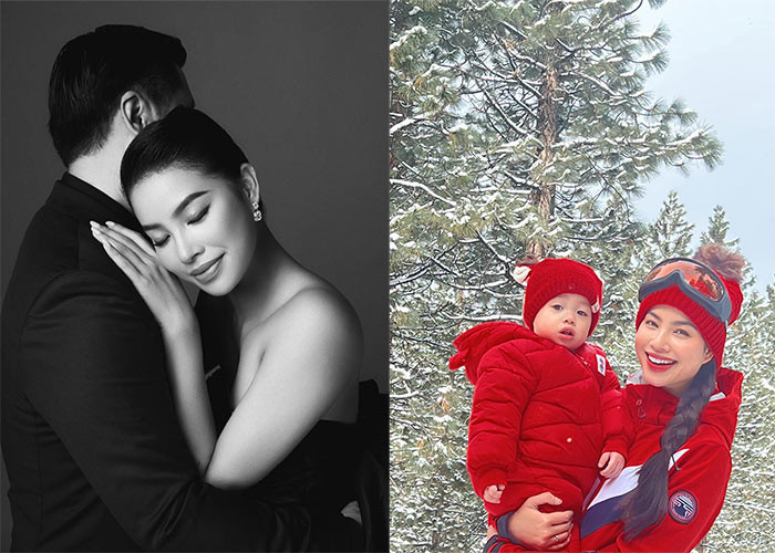 Mặc dù đính hôn với doanh nhân Việt Kiều từ tháng 2/2019 nhưng người đẹp sinh năm 1991 chưa bao giờ công khai danh tính của chồng. Trên trang cá nhân, cô chỉ khoe ảnh của hai con trai Maximus và Apollo.