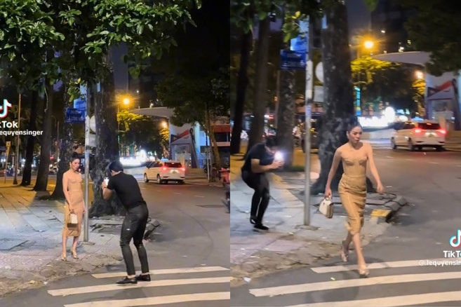 Lệ Quyên thích chụp, quay kiểu gì là Lâm Bảo Châu chiều hết mức. (Ảnh: Saostar)