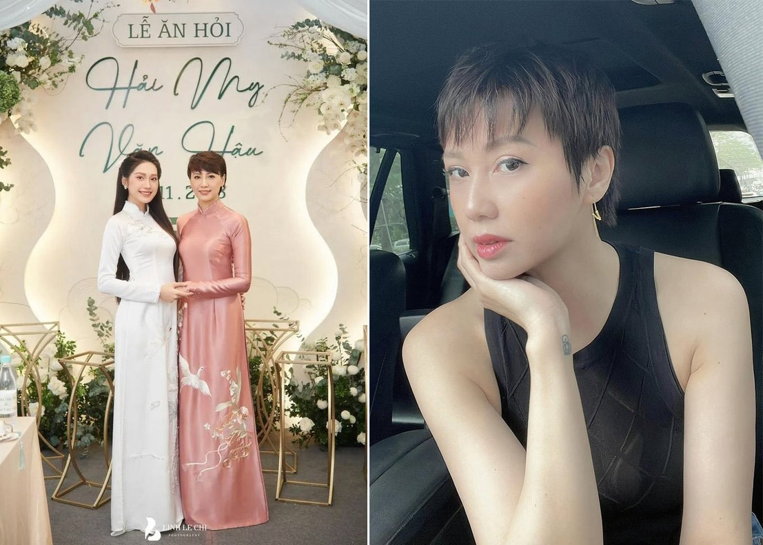 Mẹ ruột Doãn Hải My là cô Mai Đoàn, ở độ tuổi U50. Trong đám cưới và đám hỏi của con gái, cô Mai Đoàn cũng nhận được sự quan tâm không kém con gái bởi nhan sắc tuyệt đẹp. (Ảnh: Lê Chí Linh)