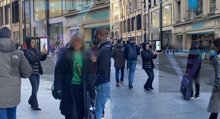 Hình ảnh Phương Oanh và bạn trai đi du lịch tại châu Âu bị team qua đường "chộp" được.