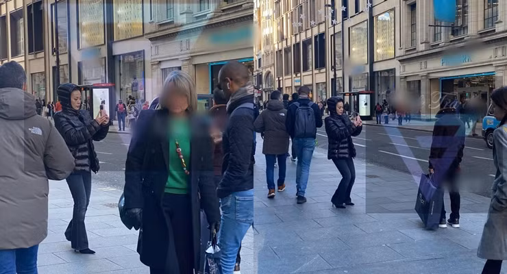 Hình ảnh Phương Oanh và bạn trai đi du lịch tại châu Âu bị team qua đường "chộp" được.