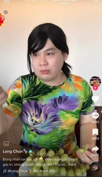 TikToker đình đám Long Chun làm video mang tính chất giải trí.