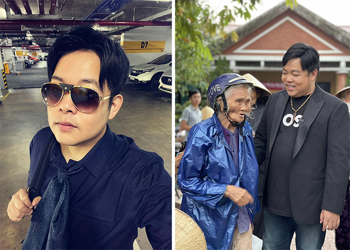 Hình ảnh hiện tại (trái) và ảnh cách đây 1 năm của Quang Lê cho thấy anh đã giảm cân thành công.