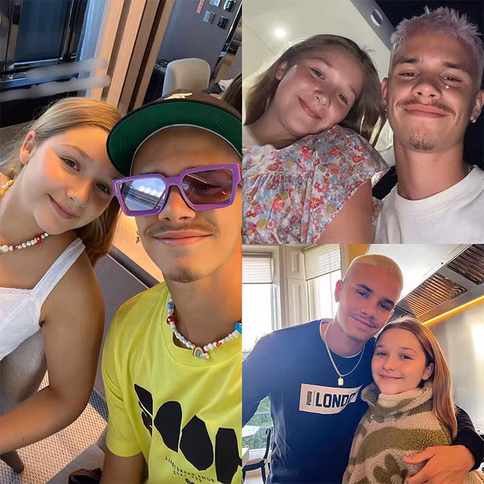 Cô bé chụp ảnh cùng anh trai thứ hai, Romeo.