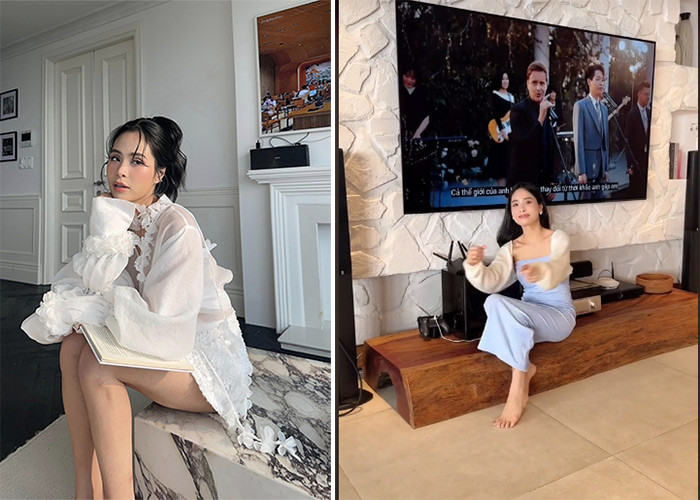 Vợ chồng Kiều Anh và hai con trai đang sống trong một căn chung cư rộng 300m2. Theo chia sẻ của cô, số tiền sửa nhà và nội thất có thể mua được một căn hộ. (Ảnh: TikTok)