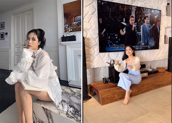 Vợ chồng Kiều Anh và hai con trai đang sống trong một căn chung cư rộng 300m2. Theo chia sẻ của cô, số tiền sửa nhà và nội thất có thể mua được một căn hộ. (Ảnh: TikTok)