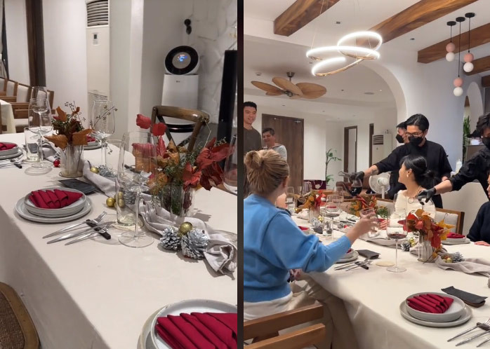 Sinh nhật con trai út, Kiều Anh tổ chức bữa tiệc hoành tráng, mời đầu bếp nhà hàng về nấu, phục vụ tại nhà với giá 2 triệu/người. (Ảnh: TikTok)