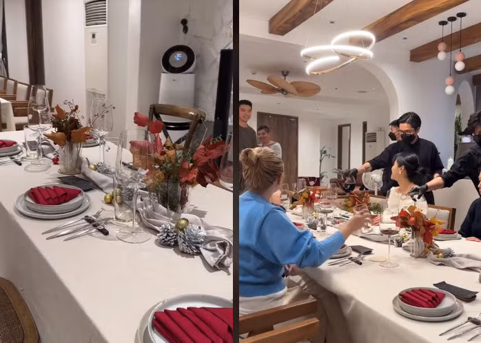 Sinh nhật con trai út, Kiều Anh tổ chức bữa tiệc hoành tráng, mời đầu bếp nhà hàng về nấu, phục vụ tại nhà với giá 2 triệu/người. (Ảnh: TikTok)
