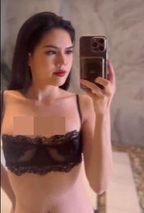 Lợi thế ngoại hình với làn da trắng, vóc dáng thon gọn, đôi chân dài miên man giúp mỹ nhân họ Lê tự tin khoe dáng trong những bộ bikini gợi cảm.