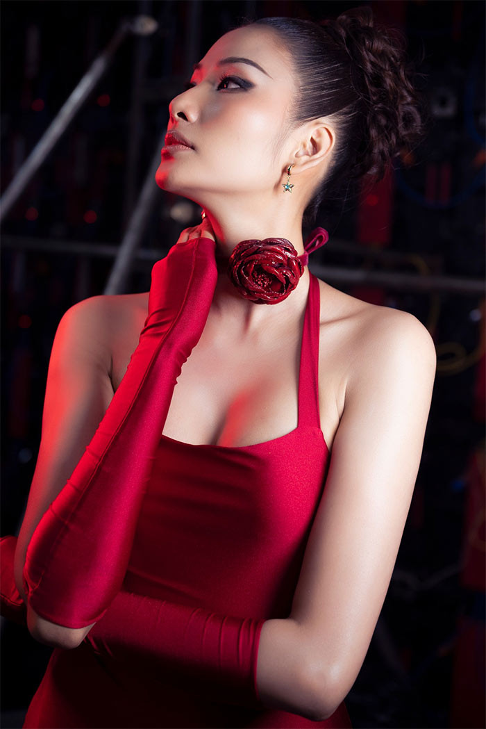 Trước những nghi vẫn dao kéo Hoàng Thùy khẳng định cô chưa từng phẫu thuật thẩm mỹ. "Tôi không muốn trả lời câu hỏi này, mọi người cứ đoán đi. Ai không tin, về nhà tôi, tôi để họ kiểm tra". (Ảnh: FBNV)