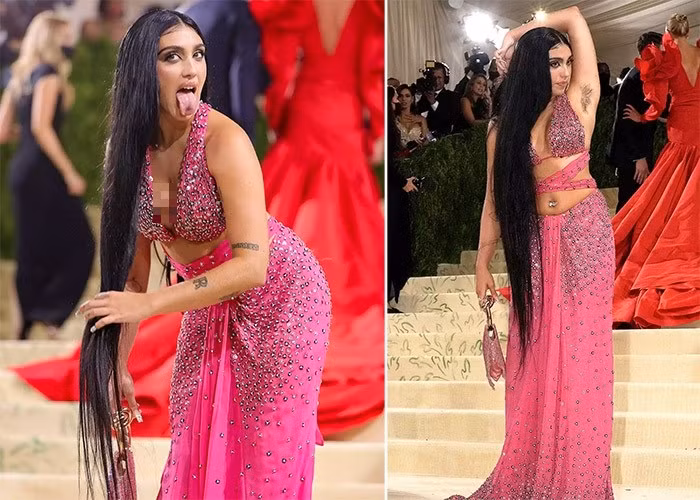 Lourdes Leon từng gây sốc với màn khoe lông nách và những kiểu tạo dáng chụp ảnh khác người trên thảm đỏ Met Gala 2021. (Ảnh: FILMMAGIC, Getty Images)