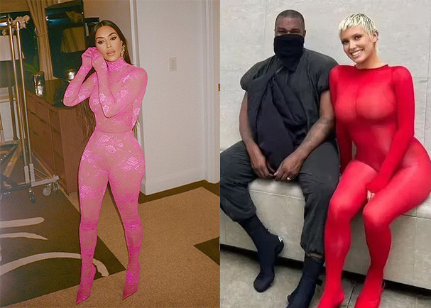 Cũng là bộ jumsuit ôm sát, màu sắc rực rỡ nhưng style của Kim Kardashian vẫn "chất" hơn của Bianca Censori. (Ảnh: Instagram)