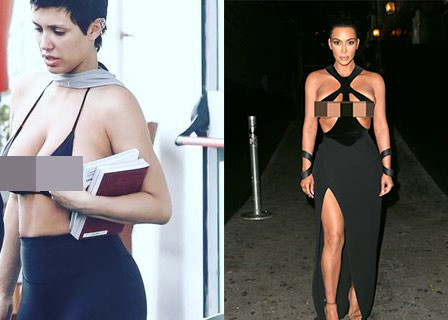 Cả Bianca và Kim đều thích phong cách khoe thân táo bạo, nhưng cách nữ kiến trúc sư diện đồ ra phố bị chê là cẩu thả, không đẹp mắt thì trang phục của Kim Kardashian lúc nào cũng chỉn chu dù là dạo phố hay dự sự kiện. (Ảnh: Backgrid)