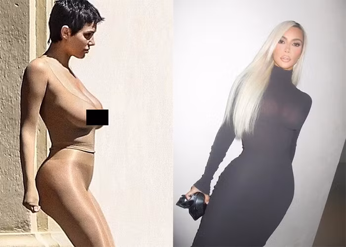 Sở hữu body nóng bỏng như nhau, cùng diện đồ ôm sát cơ thể nhưng cách ăn vận của Kim Kardashian được đánh giá là sang hơn vợ mới của rapper Kanye West, nữ kiến trúc sư người Australia Bianca Censori (trái) (Ảnh: Backgrid, Instagram)