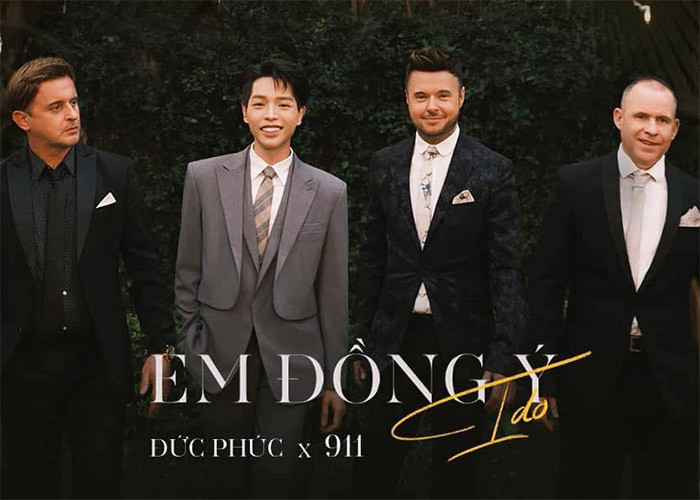 Đầu năm 2023, nam ca sĩ sinh năm 1996 hợp tác với nhóm 911 ra mắt ca khúc song ngữ Anh - Việt "Em đồng ý" (I Do). (Ảnh: FBNV)