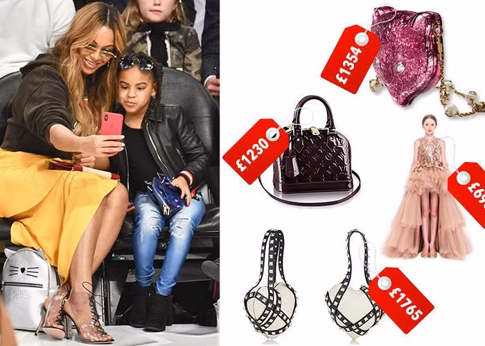 Blue Ivy, con gái của Beyoncé và Jay-Z mới 11 tuổi nhưng đã sở hữu một tủ quần áo hàng hiệu khiến nhiều người phải ghen tị. Theo truyền thông Anh quốc, Ivy có một chiếc túi Louis Vuitton giá 1.400 USD (32 triệu đồng), một chiếc túi Valentino 2.000 USD (46 triệu đồng).