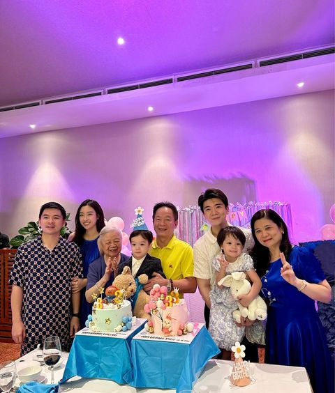 Đỗ Mỹ Linh cùng chồng tham gia tiệc sinh nhật của hai cháu, con anh trai chồng.