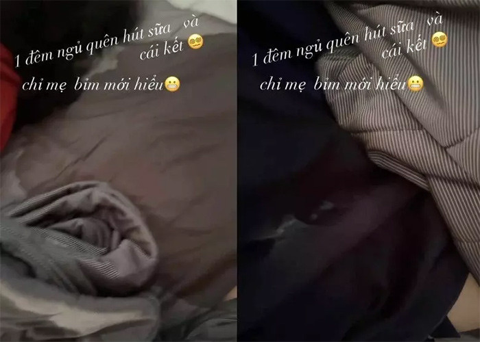 Mới đây trên trang cá nhân, Nhã Phương chia sẻ về cuộc sống làm mẹ bỉm sau hai tuần sinh quý tử khi quên hút sữa: "Một đêm ngủ quên hút sữa và cái kết. Chỉ mẹ bỉm mới hiểu". Nhìn bức ảnh sữa tràn hết ra ga giường là thấy nữ diễn viên thừa sữa để nuôi con.