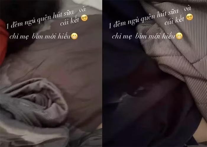 Mới đây trên trang cá nhân, Nhã Phương chia sẻ về cuộc sống làm mẹ bỉm sau hai tuần sinh quý tử khi quên hút sữa: "Một đêm ngủ quên hút sữa và cái kết. Chỉ mẹ bỉm mới hiểu". Nhìn bức ảnh sữa tràn hết ra ga giường là thấy nữ diễn viên thừa sữa để nuôi con.