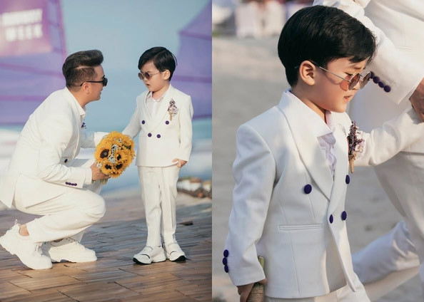 Đàm Vĩnh Hưng cho biết nhận lời cùng con trai trình diễn vì thấy chương trình ý nghĩa với đối tượng trẻ em. "Tôi muốn con dạn dĩ, tự tin hơn. Các hoạt động thế này cũng giúp bé gặp gỡ, giao lưu các bạn trong dịp hè". (Ảnh: Dân trí)