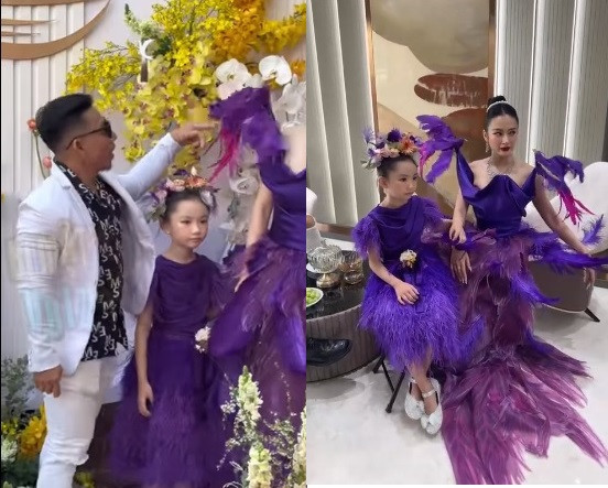 Trong trang phục của nhà thiết kế Ngô Mạnh Đông Đông, nữ diễn viên khiến khách mời là lực sĩ Phạm Văn Mách cũng phải tò mò.