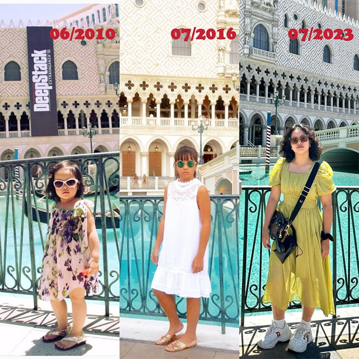 Không chỉ con gái út Suti, theo cựu người mẫu Thúy Hạnh, con gái lớn Suli của cô cũng dậy thì thành công khi so sánh ảnh từ khi con nhỏ với bây giờ.