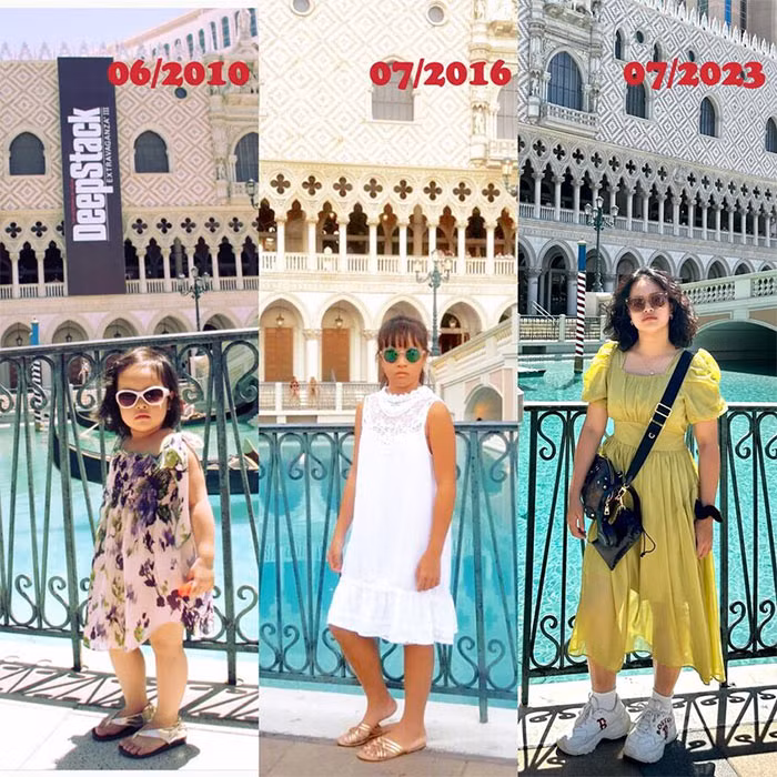 Không chỉ con gái út Suti, theo cựu người mẫu Thúy Hạnh, con gái lớn Suli của cô cũng dậy thì thành công khi so sánh ảnh từ khi con nhỏ với bây giờ.