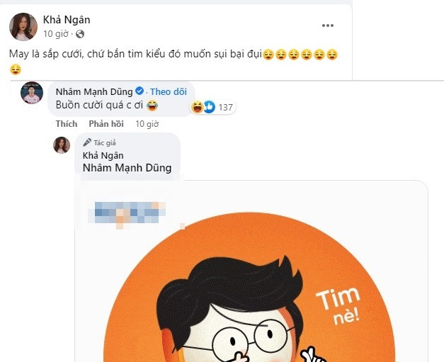 Sau màn được trai đẹp "thả thính" trên phim, Khả Ngân chia sẻ vui: "May là sắp cưới, chứ bắn tim kiểu đó muốn xụi bại đụi".