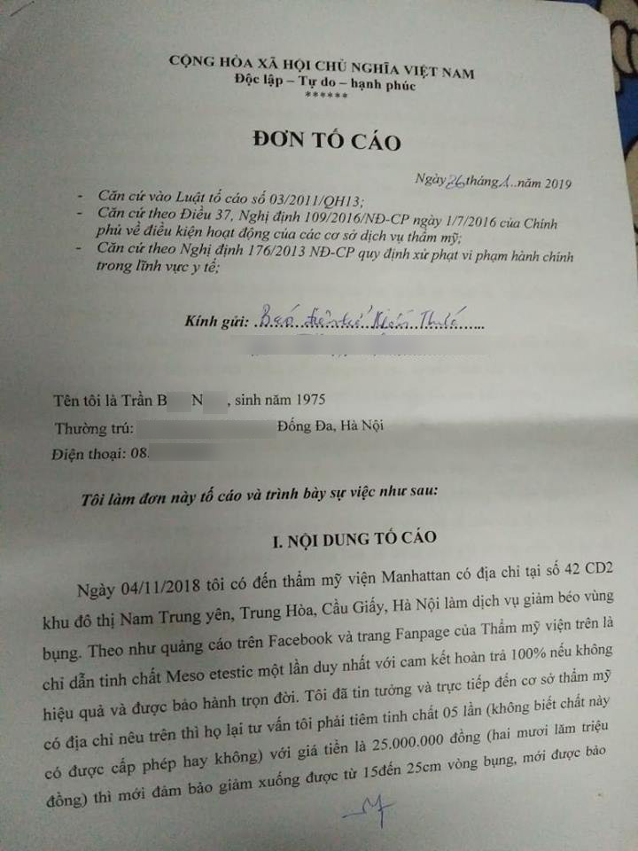 TMV Manhattan bi to ep lam dich vu khong hieu qua, giu nguoi trai phap luat?