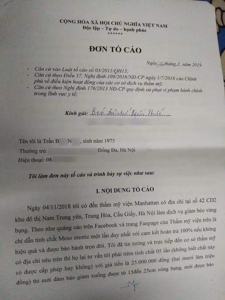 TMV Manhattan bi to ep lam dich vu khong hieu qua, giu nguoi trai phap luat?