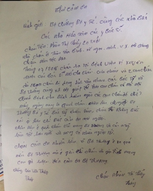 Me cap song sinh dinh lien o Ha Giang cam on Bo Y te