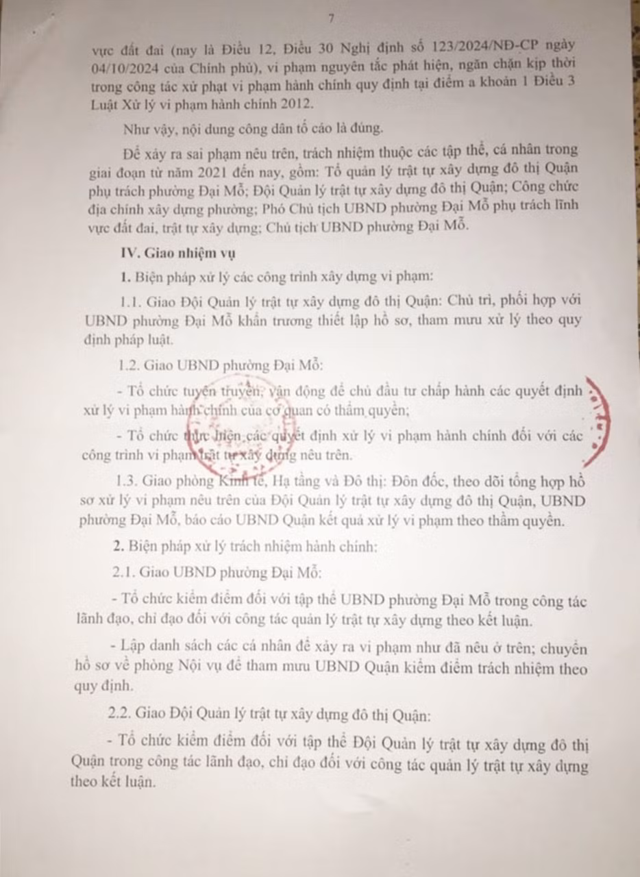 De xuat ky luat nhieu can bo UBND phuong Dai Mo bao che vi pham TTXD