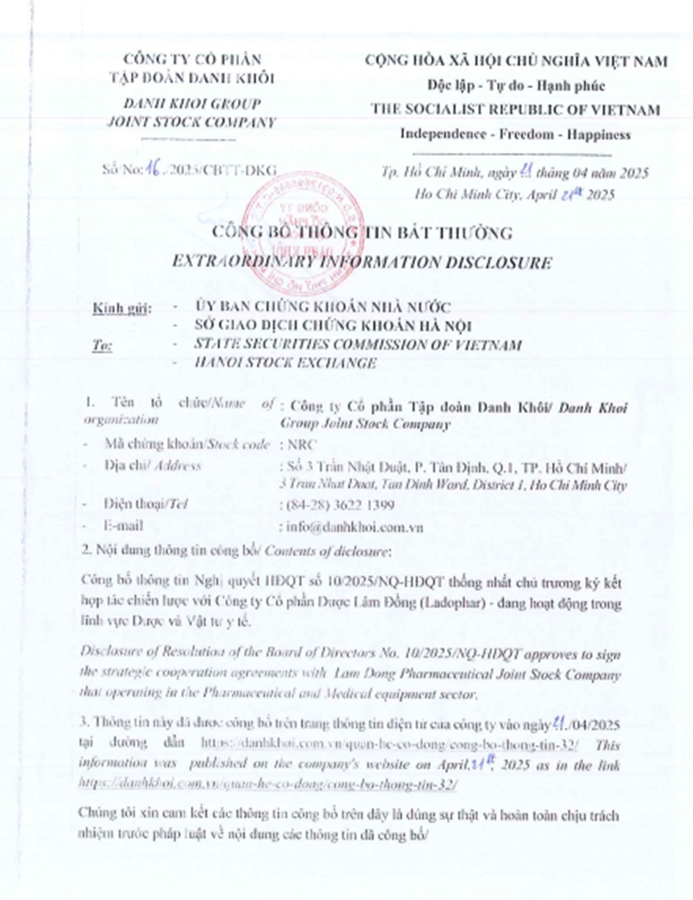 Tap doan Danh Khoi re huong mang duoc pham lam an sao?