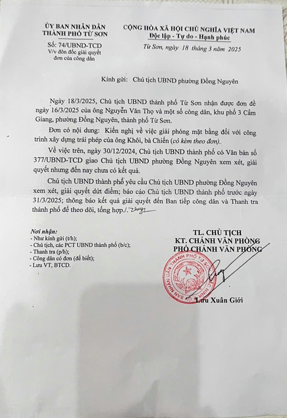 Bac Ninh: Don doc Chu tich phuong xu ly xuong go “chiem” dat cong