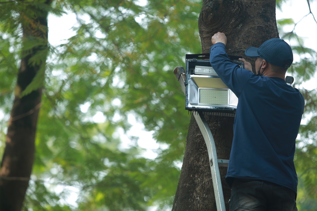 Hệ thống đèn chiếu sáng cũng được lắp đặt thêm để phục vụ nhân dân Thủ đô và du khách.