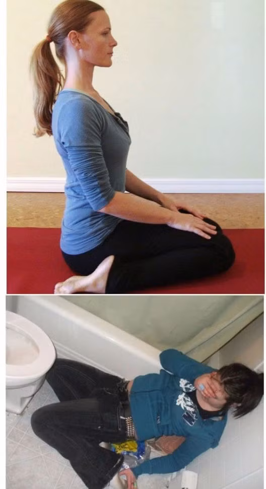 Tư thế Virasana dường như rất dễ thực hiện nhưng với cô gái say rượu (ảnh dưới) thì lại không dễ dàng chút nào.
