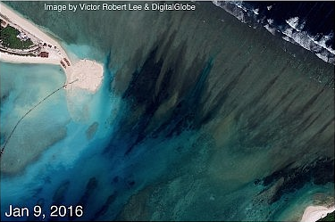 Được biết, khu vực bồi đắp mới ở Đảo Bắc cách đảo Phú Lâm 12 km về phía bắc, nơi có một căn cứ quân sự và một sân bay trái phép của Trung Quốc tại quần đảo Hoàng Sa của Việt Nam. Đảo Phú Lâm cũng là địa điểm Trung Quốc triển khai hệ thống tên lửa đất đối không HQ-9 phi pháp hồi tháng trước. Ảnh: Hình ảnh vệ tinh chụp ngày 9/1.