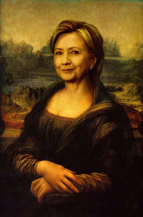 “Nàng Mona Lisa” chính là cựu Ngoại trưởng Mỹ, ứng viên Tổng thống Mỹ của Đảng Dân chủ, Hillary Clinton.