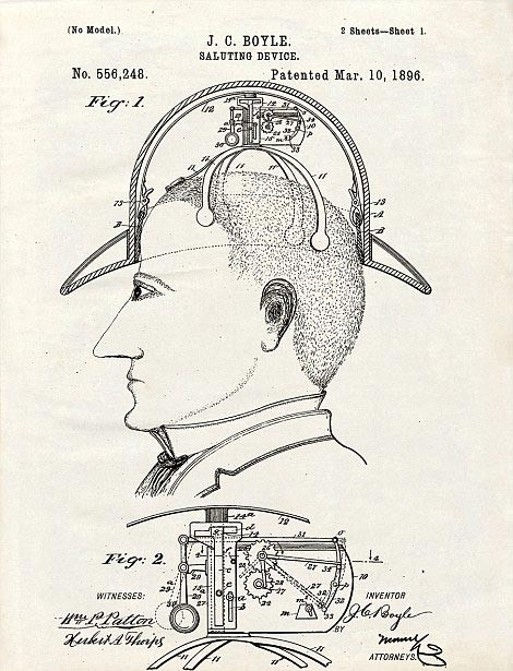 Mũ cơ khí, tự động nhấc lên khi người đội muốn chào lịch sự mà không cần động đến đôi tay của mình.