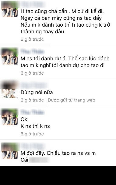 Để chứng minh cho những điều mình nói là sự thật, Th công khai rất nhiều ảnh chụp tin nhắn qua lại giữa cô và H, mong rằng cư dân mạng, bạn bè sẽ có cái nhìn khách quan hơn về sự việc, đừng chỉ nghe lời kể một phía từ H để vội đánh giá, kết luận cô là đứa con gái bạc tình, ham vật chất. 9X Bắc Giang thừa nhận hiện tại cô cũng cảm thấy khá buồn và xấu hổ, tuy nhiên cô vẫn phải bảo vệ cho bản thân trước sự tấn công nhiều phía của người bạn trai cũ của mình. Nói về quá khứ, cô gái này tự nhận “mình là đứa ngu” khi đã quen và nhận lời yêu H. Tình cảm kết thúc chóng vánh và cũng để lại hậu quả rất nghiêm trọng như hiện tại.