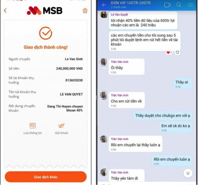  Người phụ nữ mất gần 600 triệu đồng vì bị lừa làm cộng tác viên bán hàng online: Ngày 10/3/2022, chị Đặng Thị Huyền (26 tuổi sống tại Cà Mau) được một người bạn làm cùng công ty cũ giới thiệu công việc làm qua app. Theo hướng dẫn của đối tượng Lê Văn Quyết, chị Huyền đã lần lượt chuyển khoản theo từng nhiệm vụ. Chỉ sau 2 ngày (10/3/2022-12/3/2022), chị Huyền đã mất tổng 520 triệu. Ngay sau vụ việc, chị Huyền cùng chồng đã làm đơn tố cáo lên cơ quan Công an TP Cà Mau.