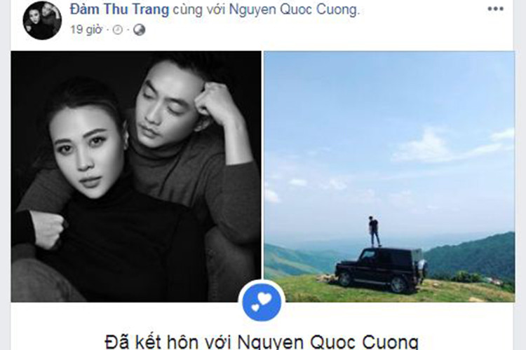 Không lâu sau đám hỏi, Đàm Thu Trang cập nhật trạng thái đã kết hôn với Cường Đô la. Động thái của cô được cho là khẳng định chủ quyền.
