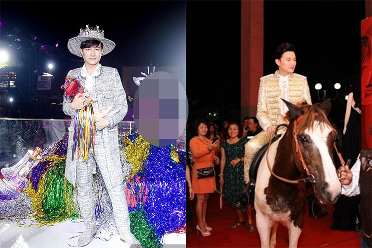 Trước đó, ở buổi ra mắt Chinh phục hoàn mỹ 2018, dược sĩ Tiến từng ôm heo chụp ảnh. Hay trên thảm đỏ Siêu mẫu Việt Nam, anh cũng không ngần ngại chơi trội hóa bạch mã hoàng tử. Ảnh: Saostar, Yan