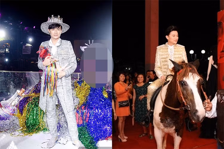 Trước đó, ở buổi ra mắt Chinh phục hoàn mỹ 2018, dược sĩ Tiến từng ôm heo chụp ảnh. Hay trên thảm đỏ Siêu mẫu Việt Nam, anh cũng không ngần ngại chơi trội hóa bạch mã hoàng tử. Ảnh: Saostar, Yan