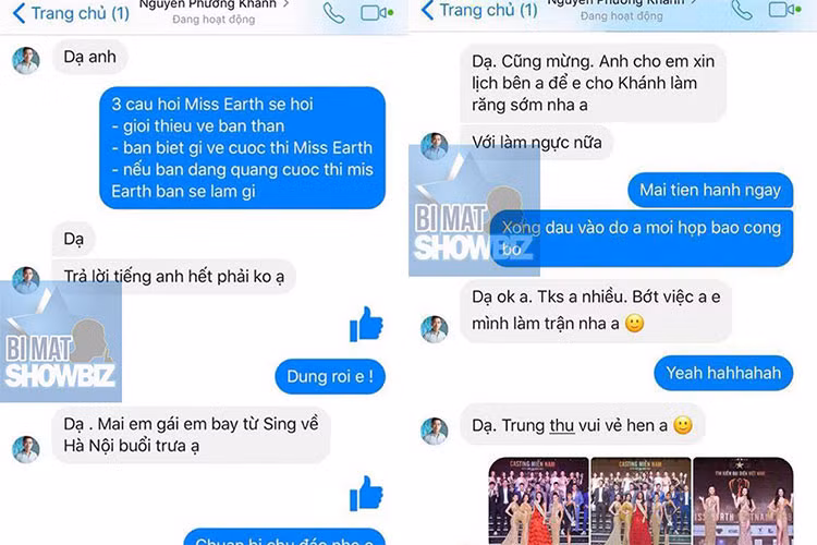 Khi scandal Phương Khánh bị tố vô ơn chưa kịp lắng xuống, mạng xã hội lan truyền tin nhắn tố người đẹp nâng ngực, biết trước câu hỏi cuộc thi tuyển đại diện Việt Nam tại Hoa hậu Trái đất 2018 và có mối quan hệ trên mức bình thường với Chiêm Quốc Thái.