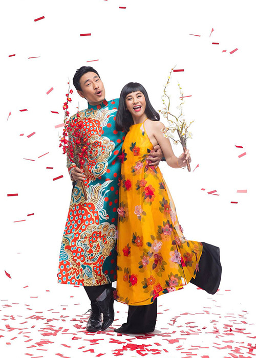 Mới đây, Kiều Minh Tuấn cùng Cát Phượng xuất hiện tình tứ trong bộ ảnh đón Tết.